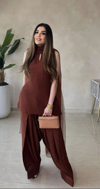 Silk sleeveless farshi set