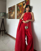Silk sleeveless farshi set