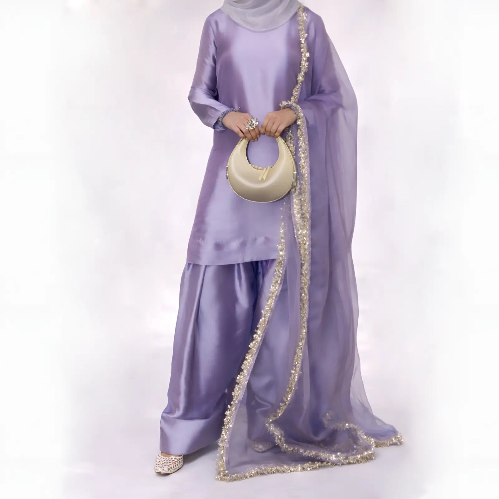 Lavender Purple Elegant Sharara Set