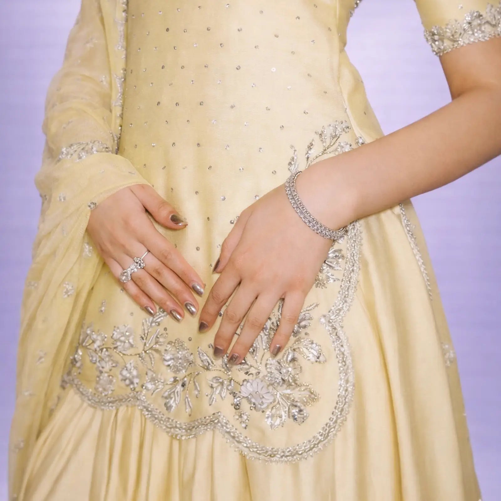 Pastel Yellow Embroidered Sharara Set
