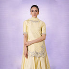 Pastel Yellow Embroidered Sharara Set