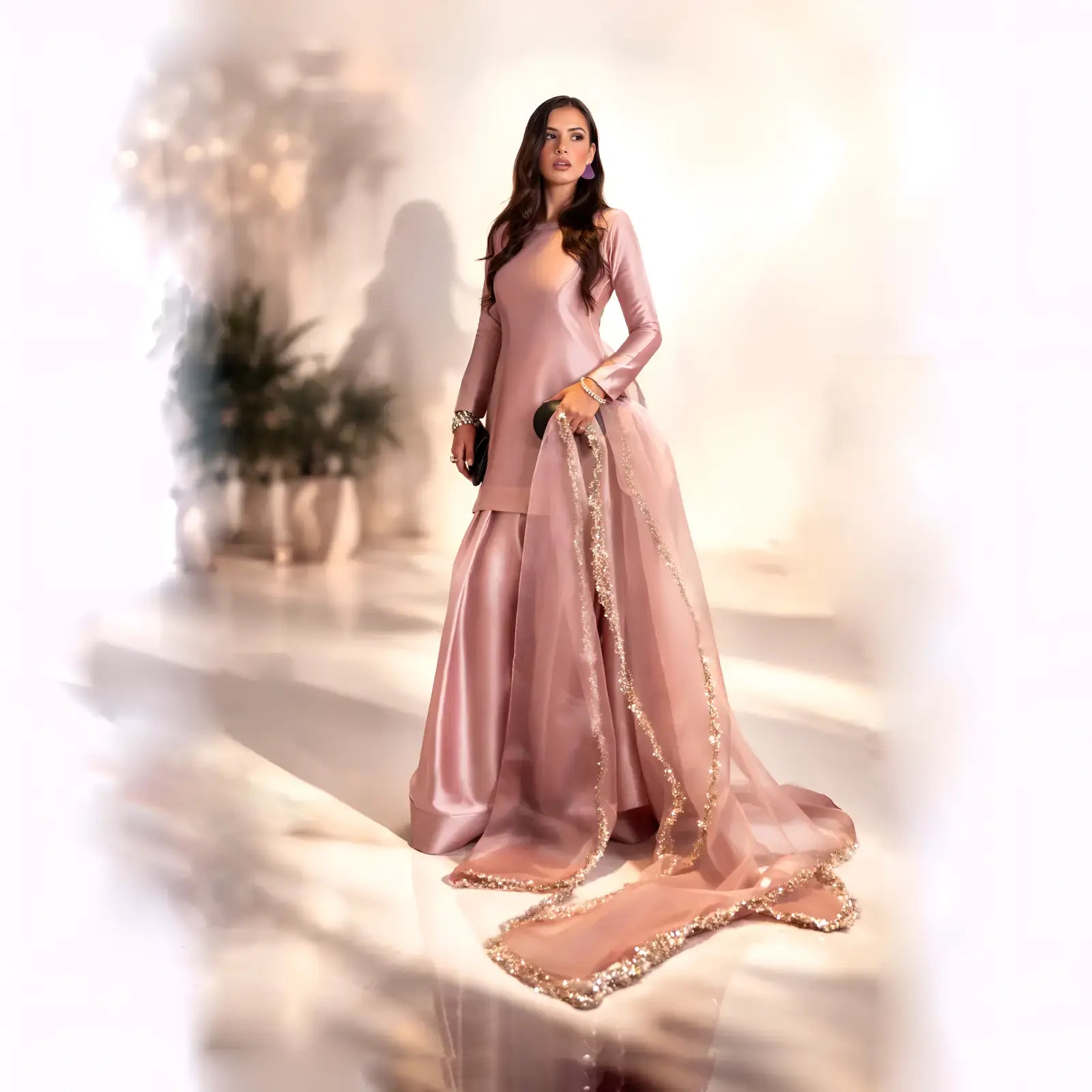 Mauve Party Wear Ethnic Suit